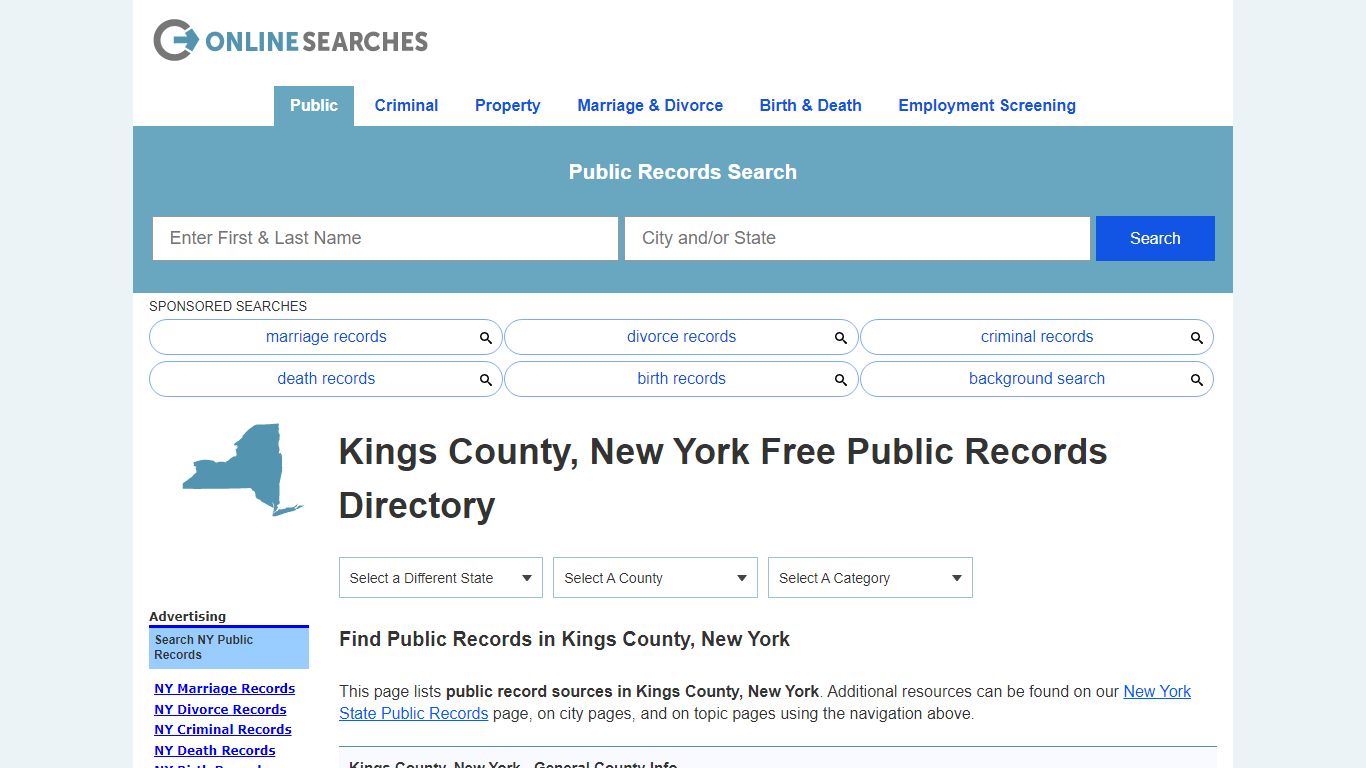 Kings County, New York Public Records Directory - OnlineSearches.com