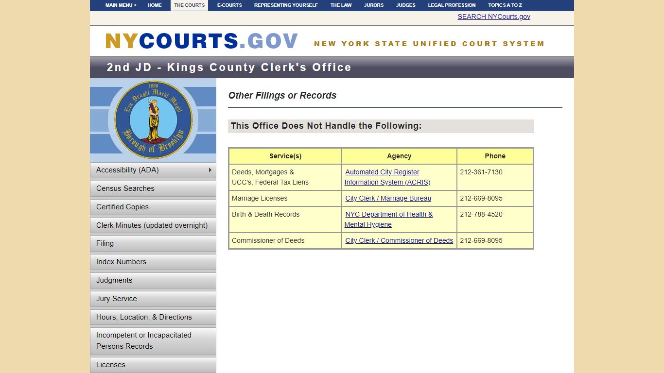 Other Filings or Records | NYCOURTS.GOV - Judiciary of New York
